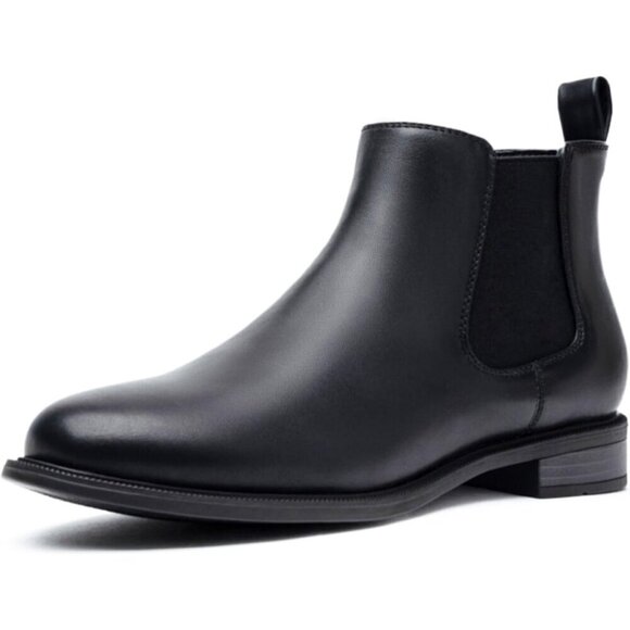 Women's Fall Flat Chelsea Boots Black Polyurethane Comfortable Short Ankle Boots - Picture 1 of 9